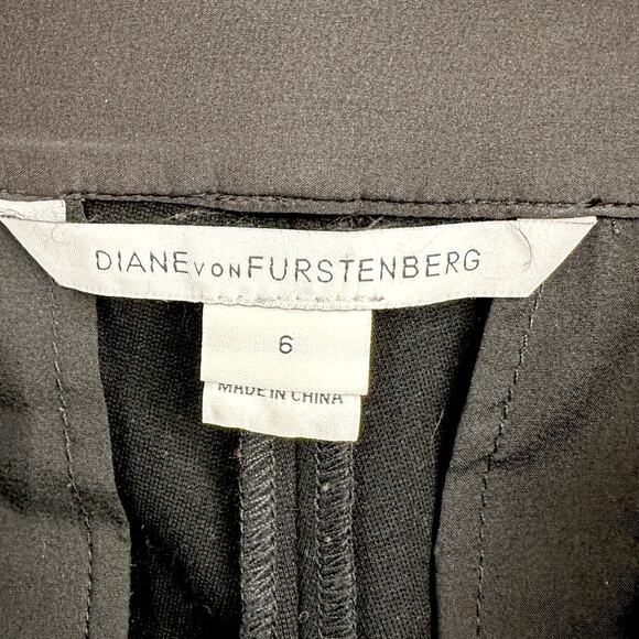 DIANE von FURSTENBERG CECILY Black Colorblocked Suede Panels Modern Pants Size 6 - Picture 3 of 8